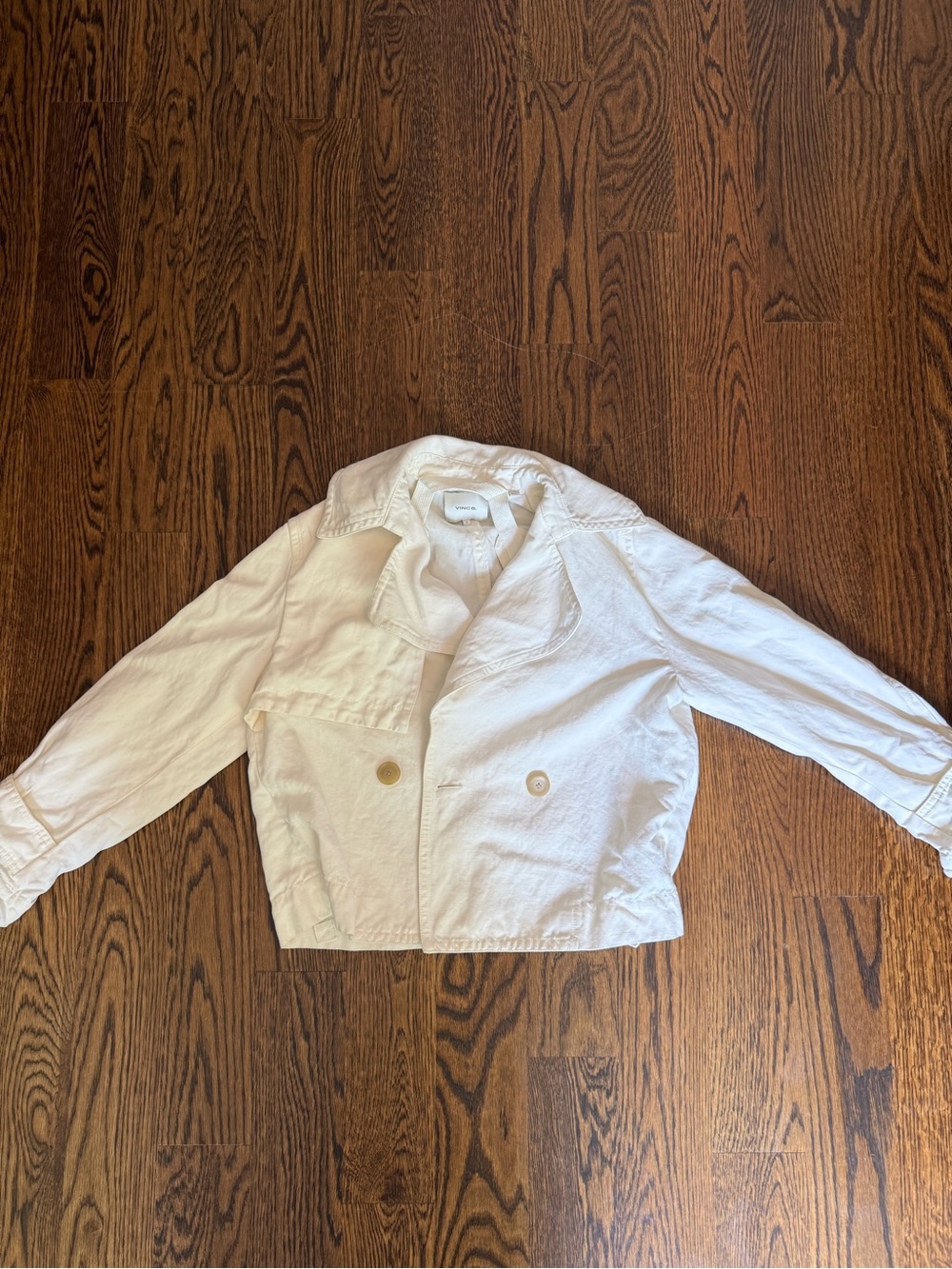Vince White Cropped Trench Button Jacket